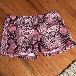 IAB_mfg pink snake print Crossfit shorts